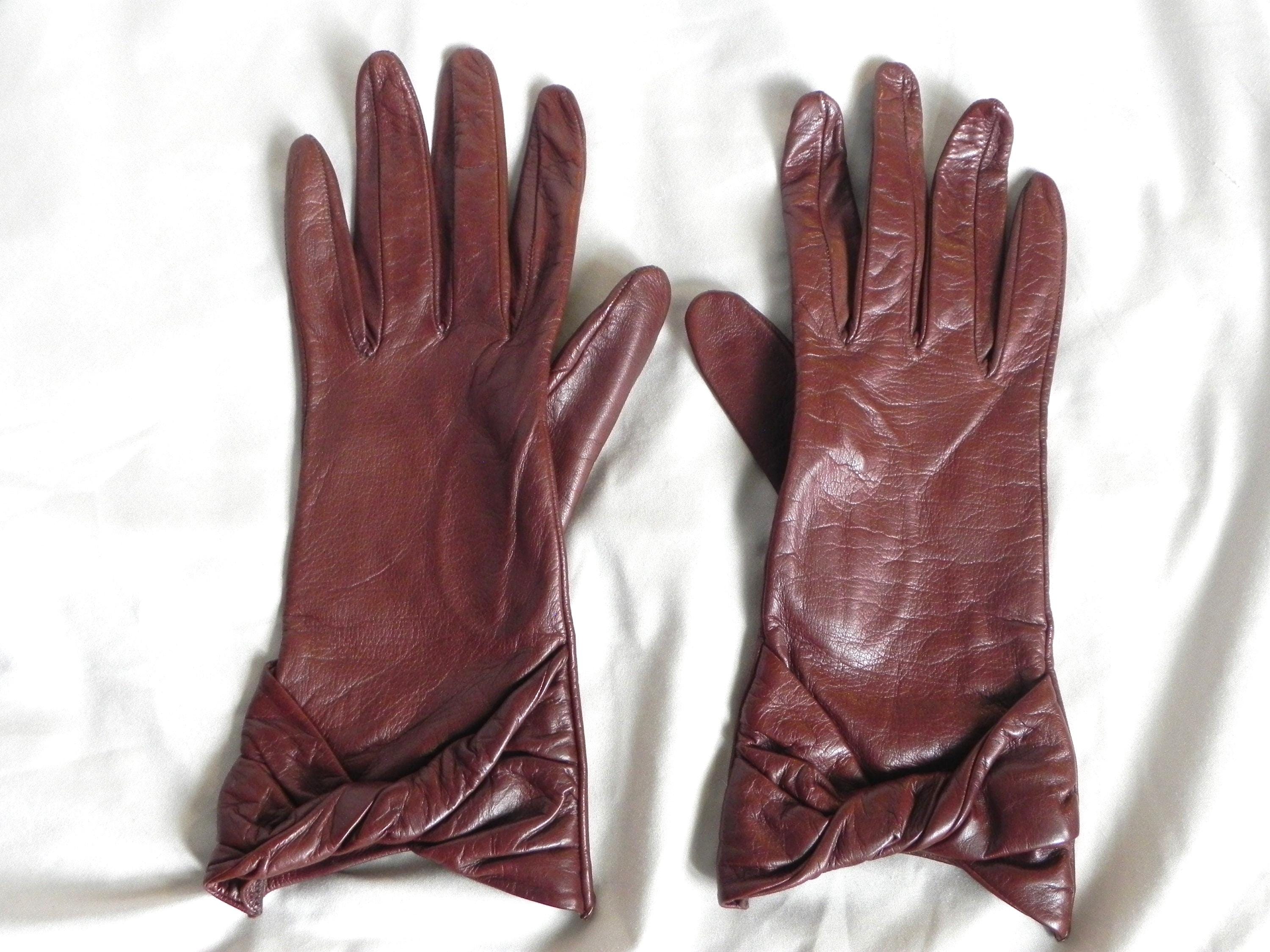 イヴ・サンローラン YSL ブラウンレザードライビンググローブ