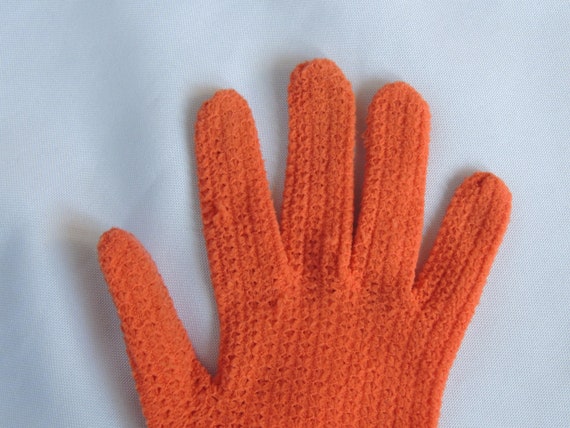 Vintage Italian Orange Short Knit Dress Gloves Ea… - image 5
