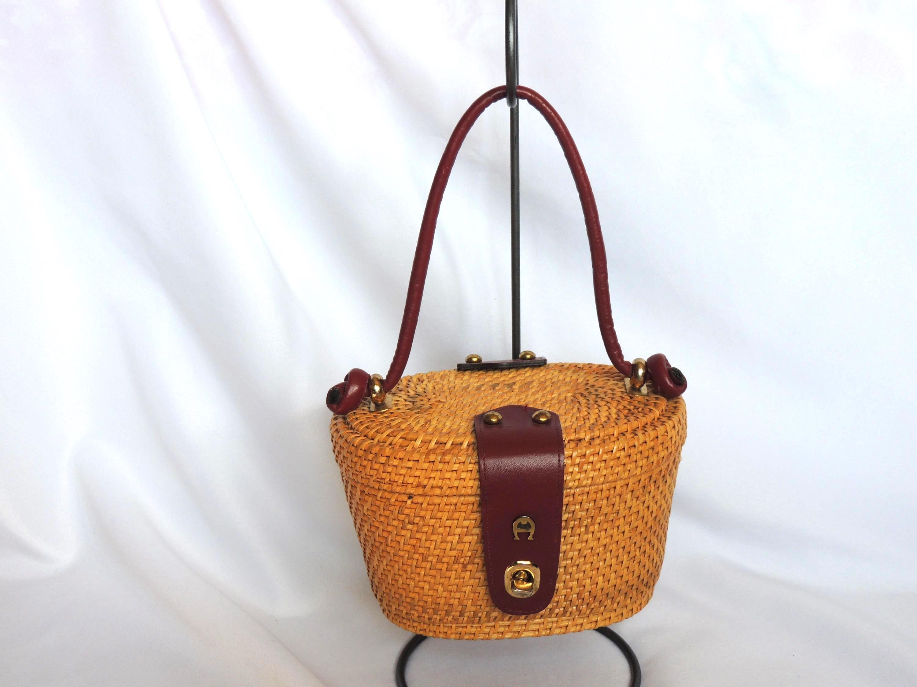 Rayさま専用‼️【ヴィンテージ 】ETIENNE AIGNER ・ダレスバッグ Vintage 1960's Etienne Aigner Natural Straw Purse Handbag - Etsy