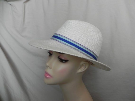 White Frank Olive Synthetic Straw Hat Fedora Hat … - image 2