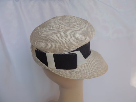 White Vintage Hat Synthetic Straw Summer Fedora H… - image 3