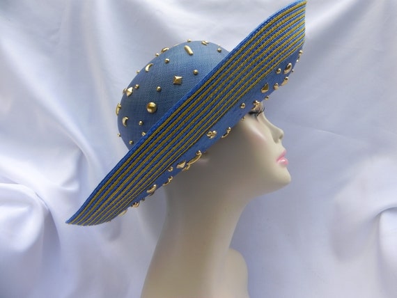 Blue Straw Jack McConnell Wide Brim Fancy Hat Der… - image 2