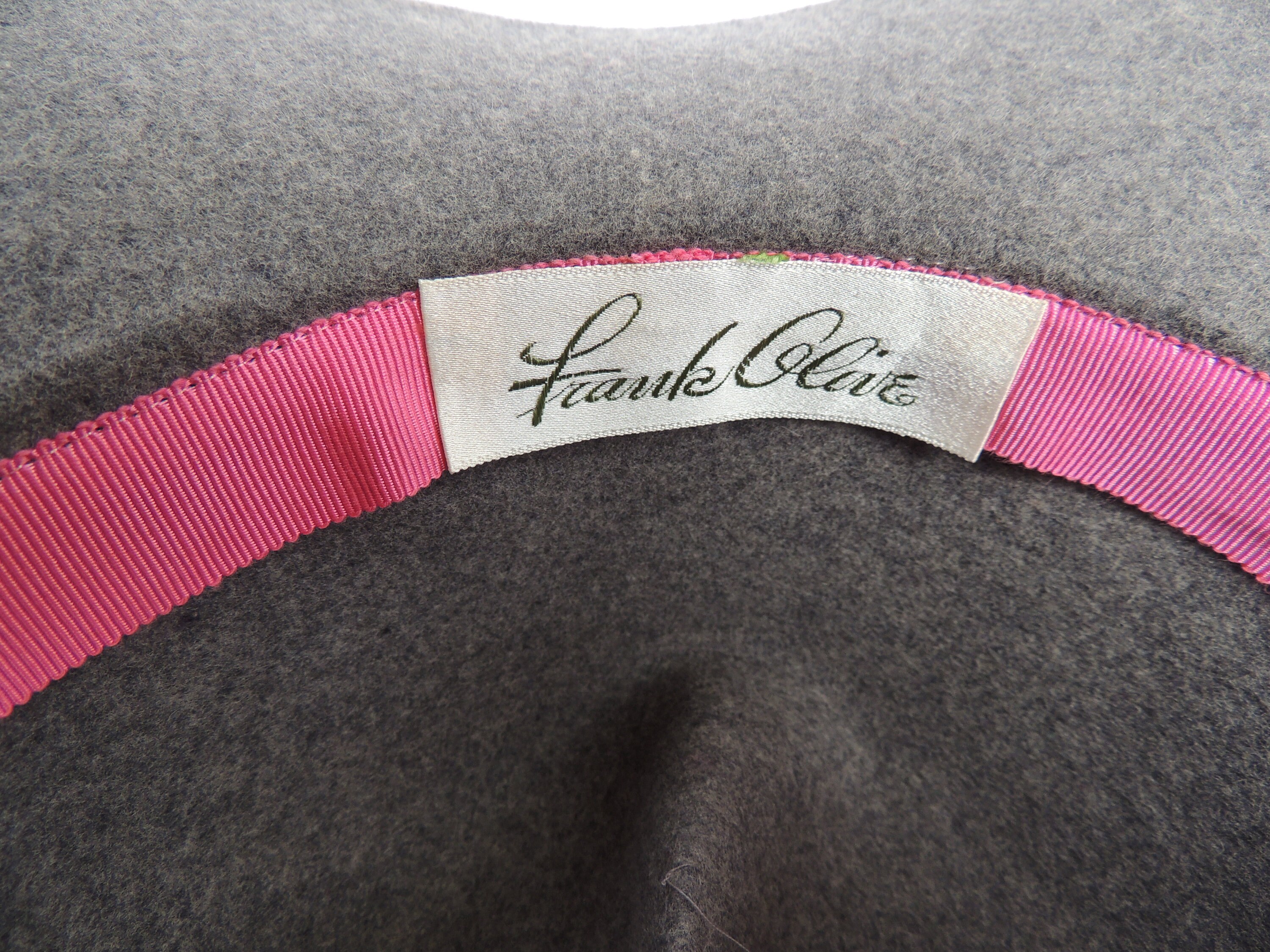 Frank Olive 100% Wool Felt Grey Rounded 1960’s Vintage 7 ½” Frank Olive Hat Vintage 60s Dark Red Plush Wool Felt Size M  main image 2