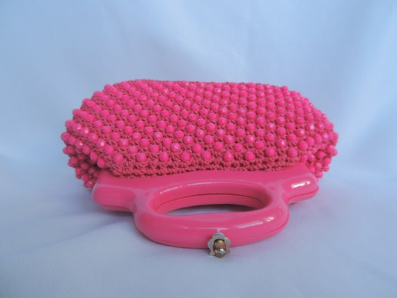 Vintage 1960's Pink Straw Woven Raffia and Beaded… - image 6