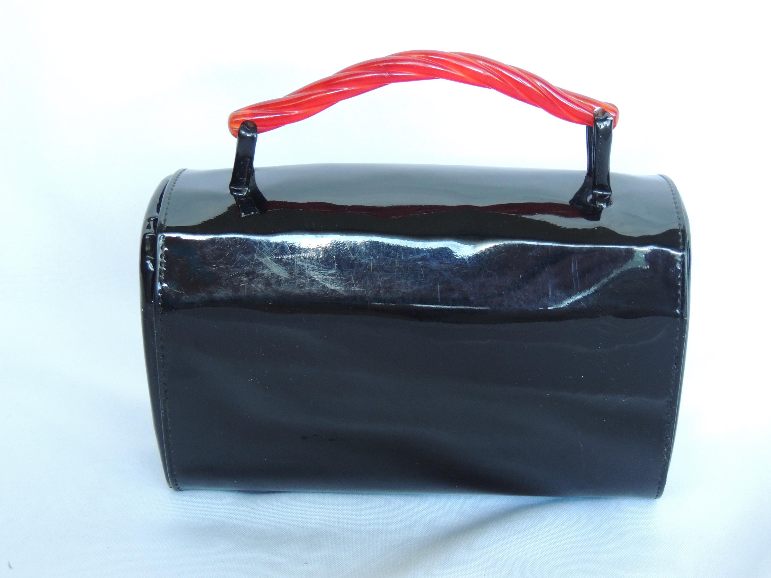 SCULPTOR Granny Lucite Handle Bag Black