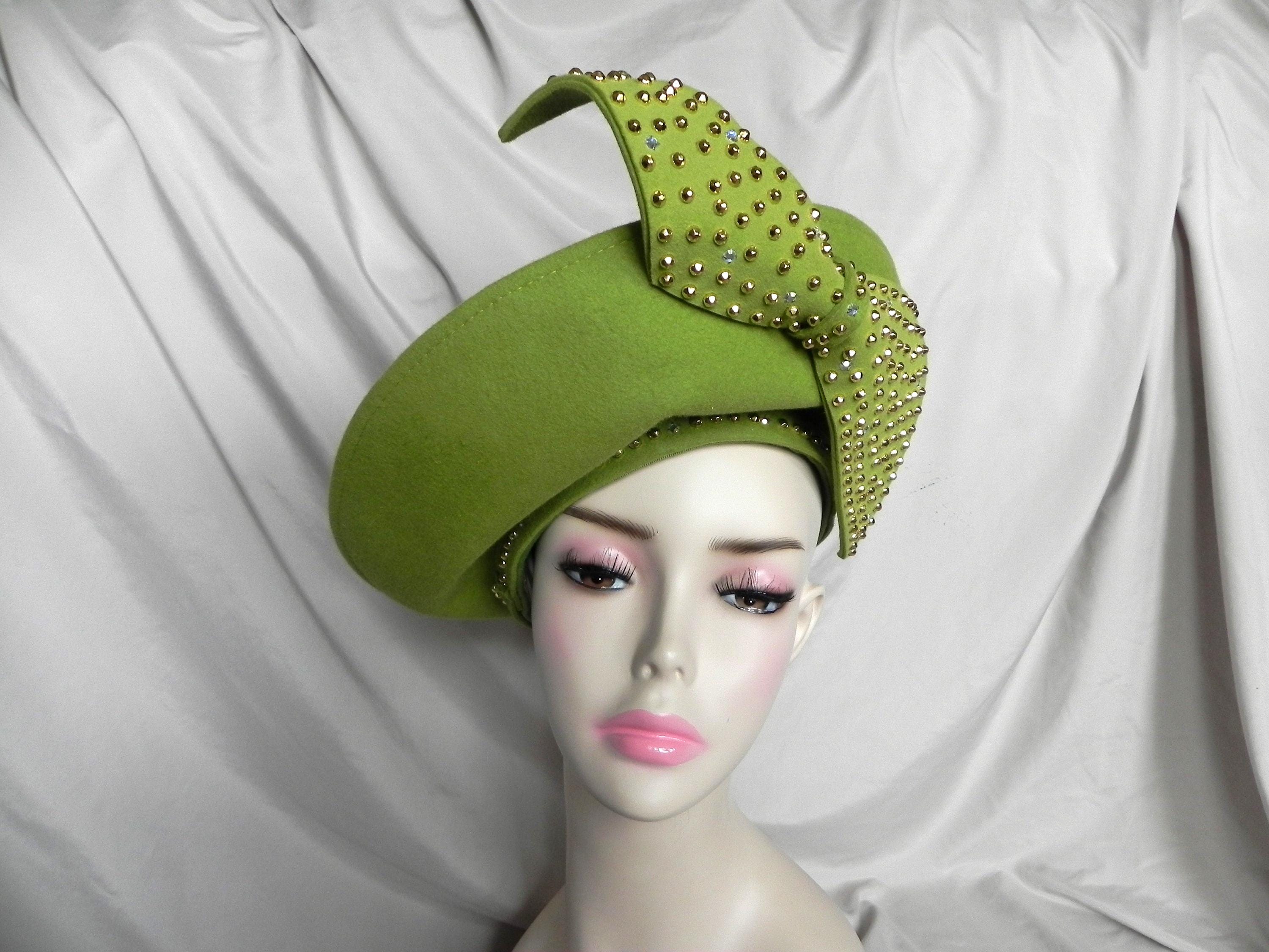 Green Felt Jack McConnell Dress Hat  Derby Hat Formal Hat Wedding Hat Church Hat Easter Hat One of a Kind Collectible