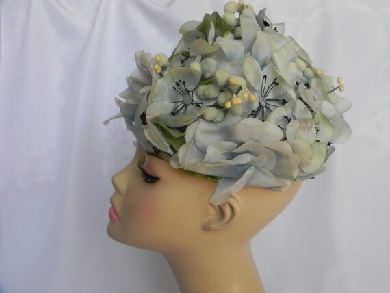 Vintage Jackwill Originals Blue Floral Hat Dress … - image 4