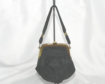 Sac De Bal Ancien En Crêpe Noir Orné De Strass – Accessoire Vintage