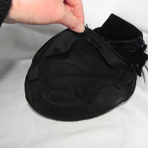 Authentic Black 1920's Cloche Hat Flapper Hat Black Velvet Hat Beanie with Black Feathers image 5