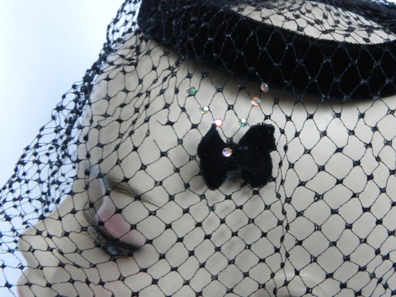 Black Open Crown Pillbox Hat Dress Hat Easter Sun… - image 6