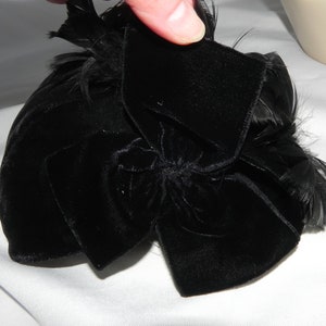 Authentic Black 1920's Cloche Hat Flapper Hat Black Velvet Hat Beanie with Black Feathers image 6