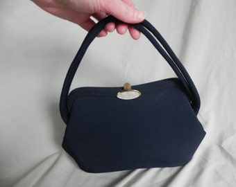 Marineblauwe Faille Stof Dubbel Handvat Pocketbook Handtas Portemonnee van Kent