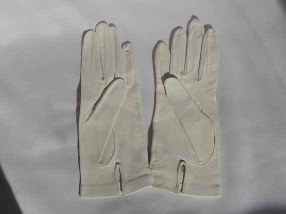 New Vintage Short White Leather Dress Gloves Driv… - image 2