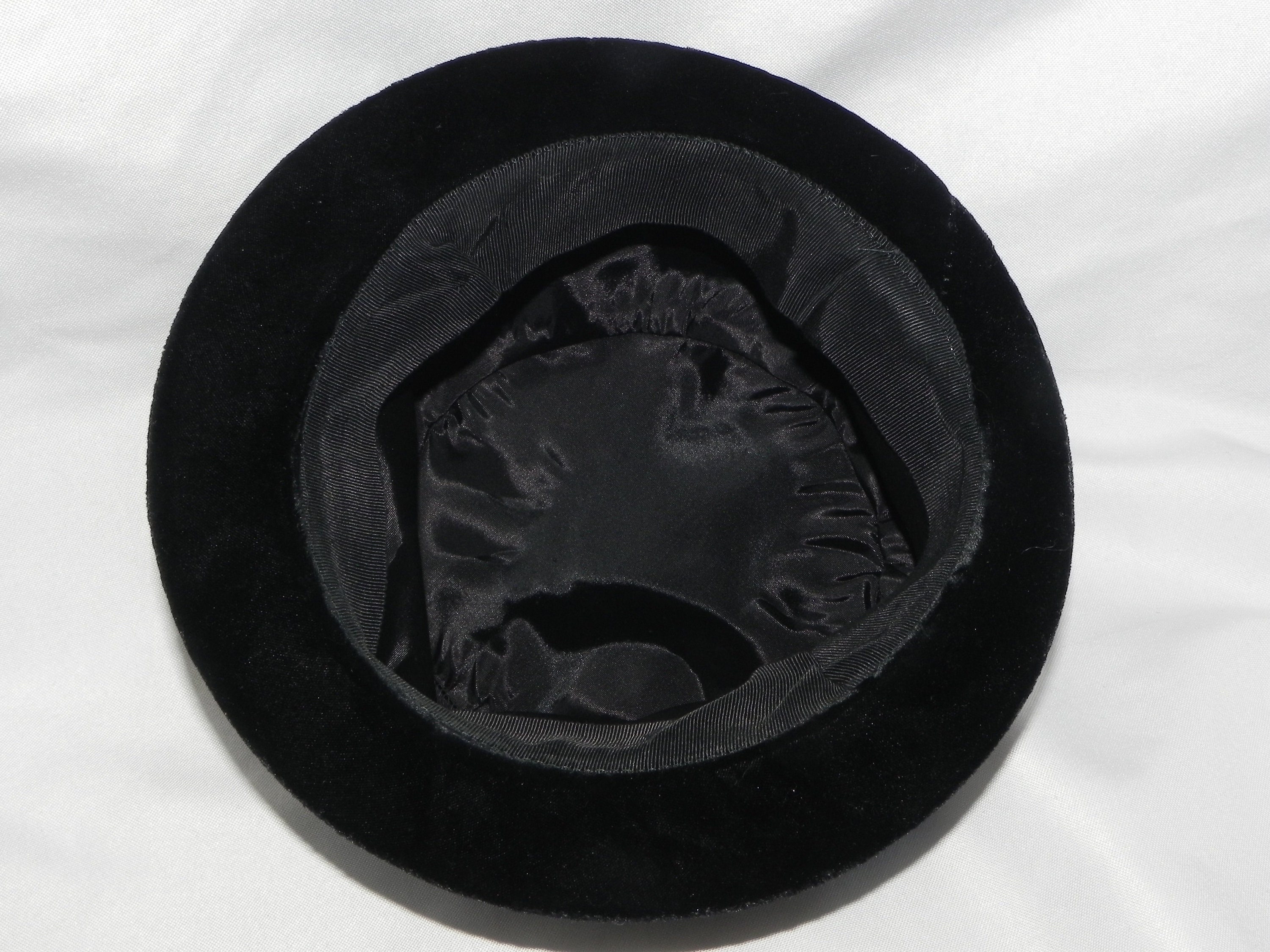 Black Velvet 1960's Mod Vintage Crushed Bowler Hat Bucket