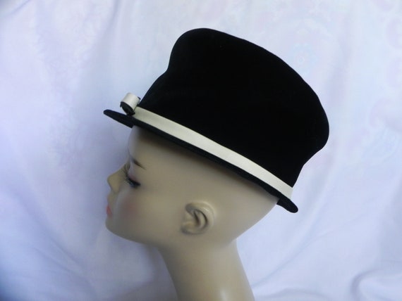 Black Velvet 1960's Mod Vintage Crushed Bowler Ha… - image 4