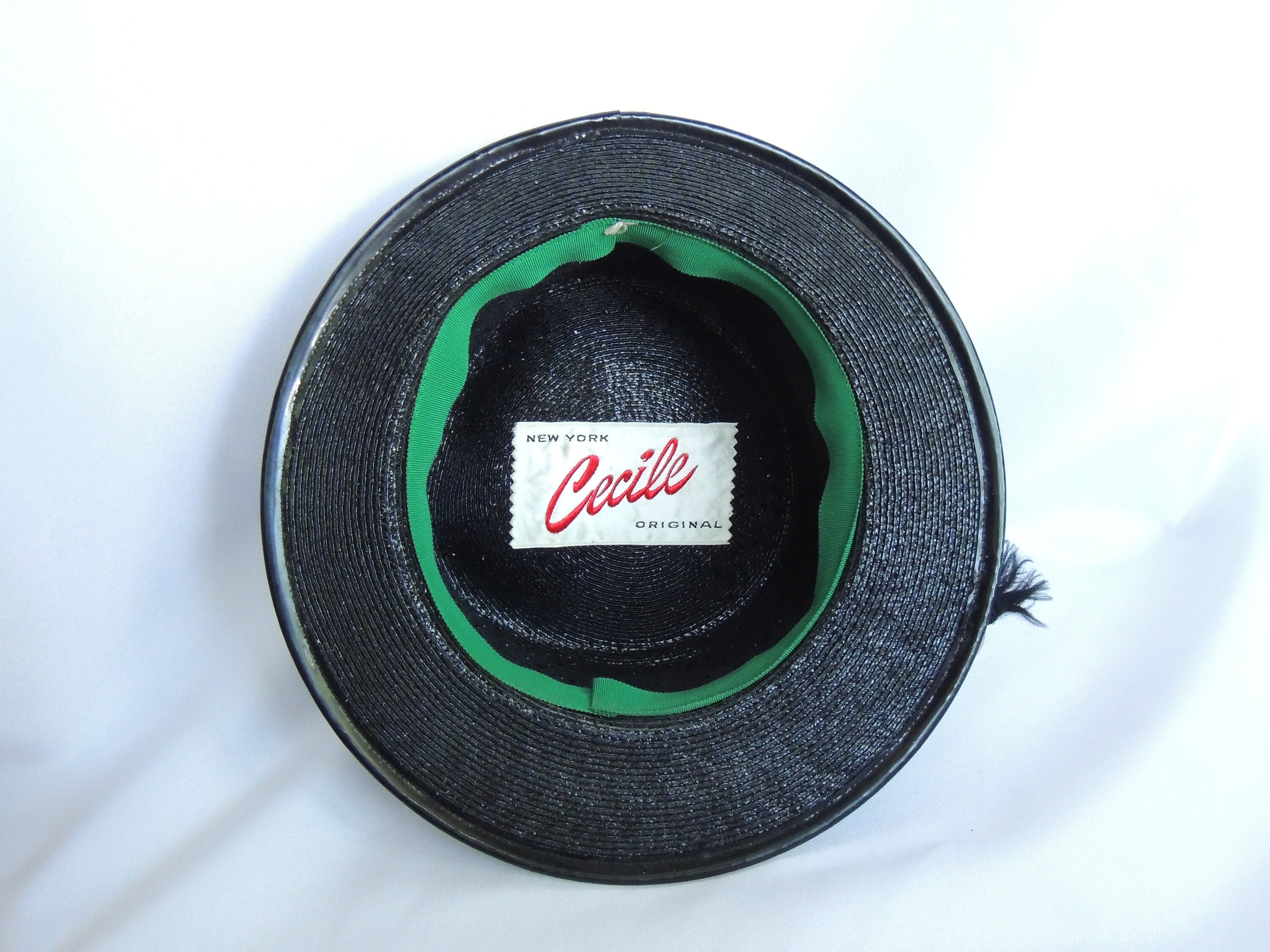 Vintage Cecile  hat Vintage Cecile Black Straw Fedora Style Dress Hat, Steam  main image 3