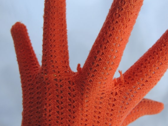 Vintage Italian Orange Short Knit Dress Gloves Ea… - image 10