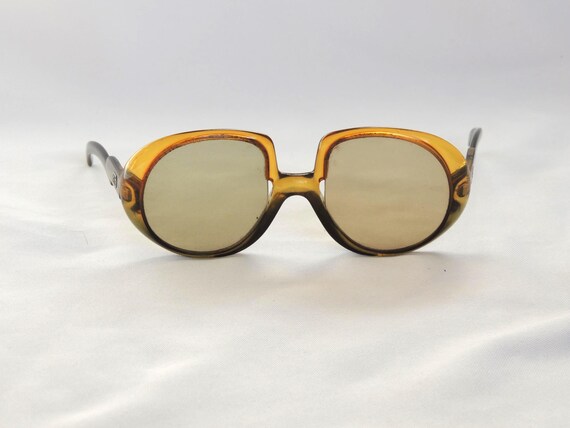 小物 vintage GIVENCHY Sunglasses Clear Amber Vintage Givenchy Designer 1970's Oversized Boho Hippie Amber