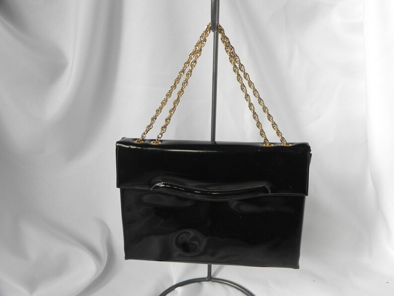 Black Patent Leather Evening Bag Formal Clutch Purse Handbag | Etsy