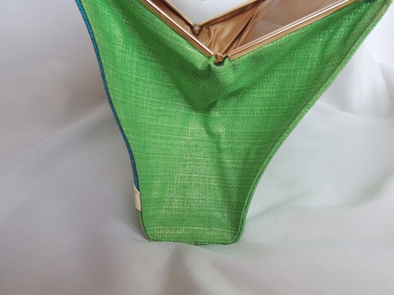 Vintage Green and Teal Blue Handbag Purse Evening… - image 8