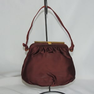 Vintage 1930's Antique Burgundy Red Silk Purse Abendtasche Handtasche von Lewis