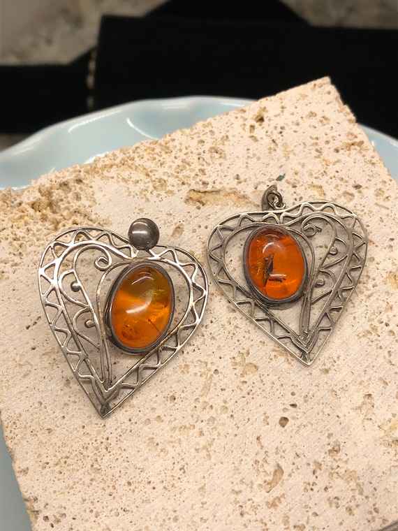 Beautiful sterling silver/amber earrings - image 1