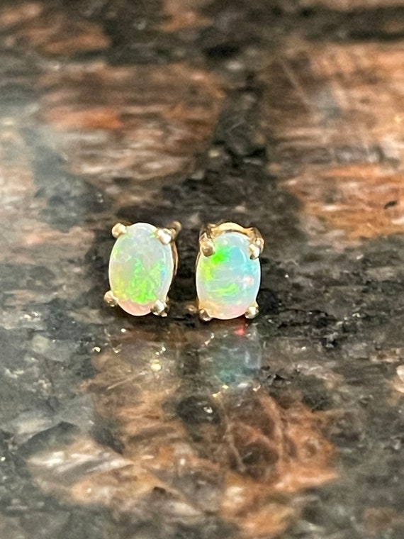 14k yellow gold Opal stud earrings