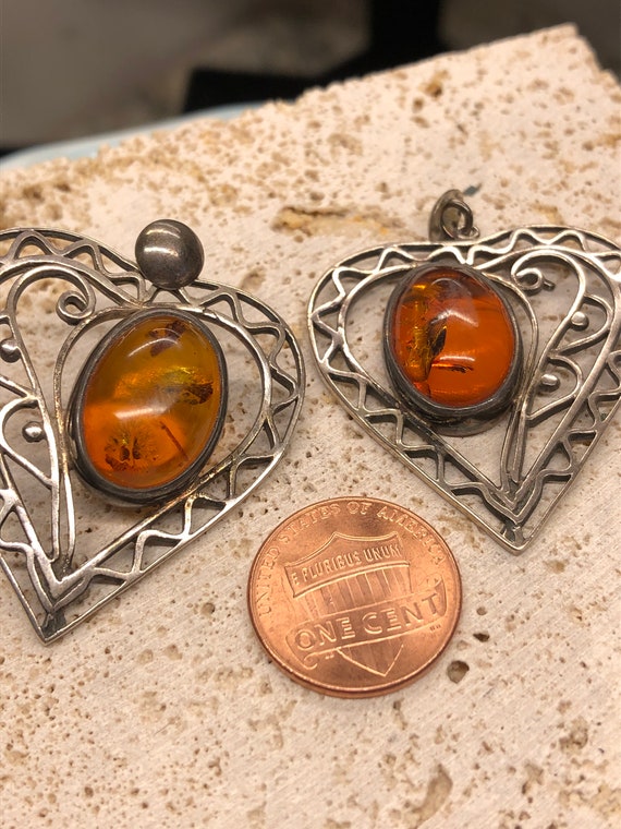 Beautiful sterling silver/amber earrings - image 3