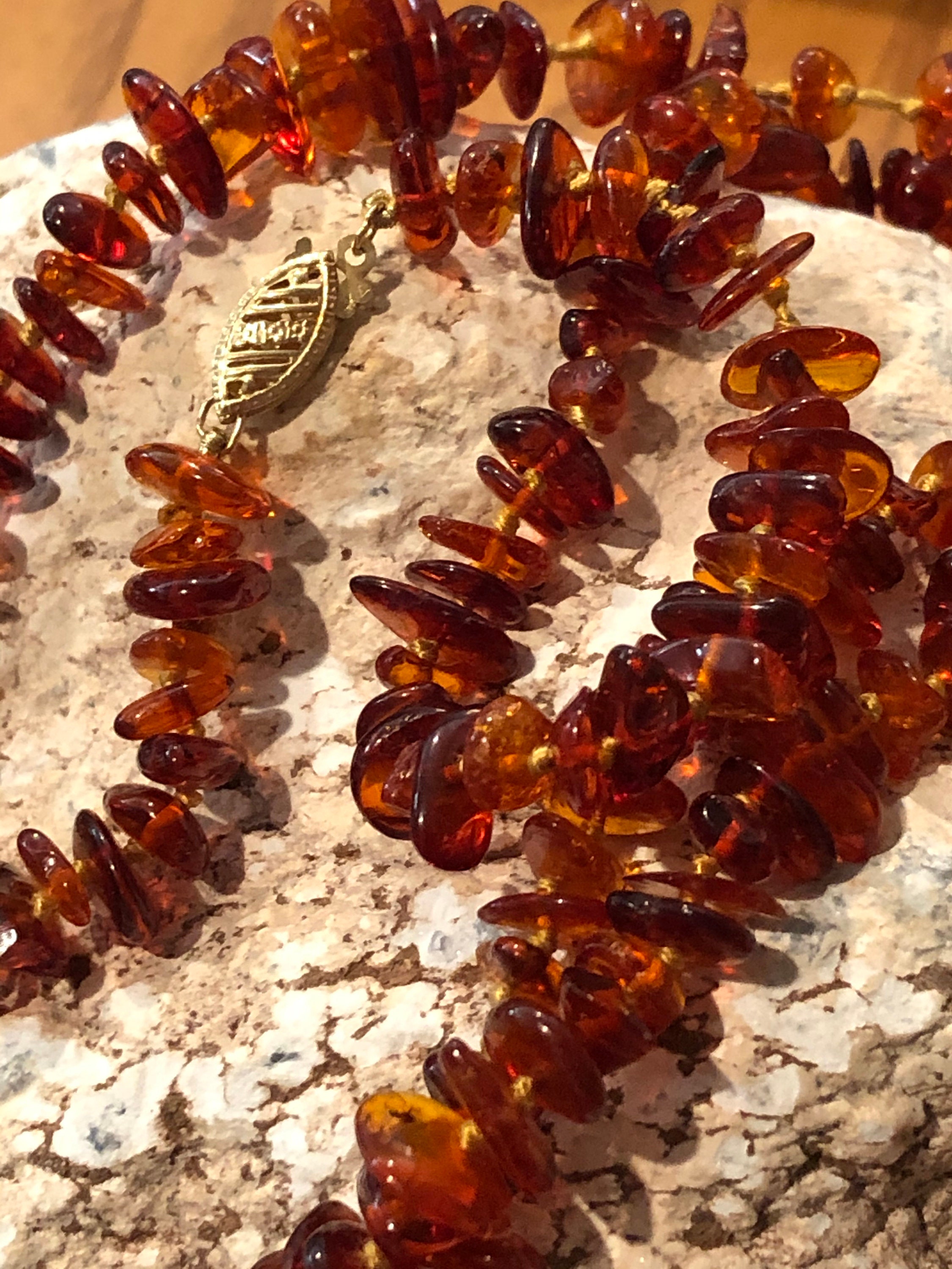 Amber necklace with 14k clasp. Etsy