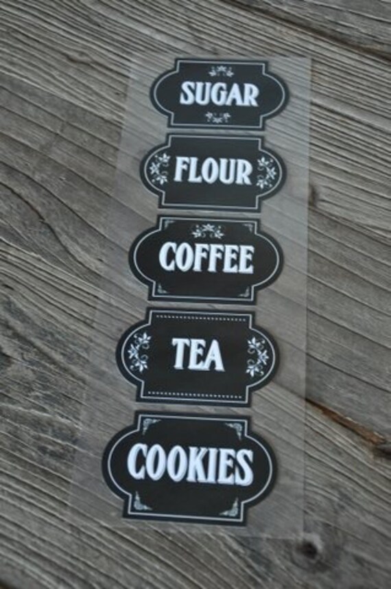 5Piece Kitchen Canister Labels Stickers Chalkboard Labels Etsy