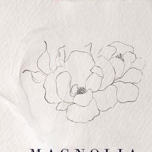 Magnolia Clipart Flower Illustration Vector Fine Art Wedding Invitation DIY Line Art Floral Clip Art Hand Drawn Leaves Botanical Clipart EPS