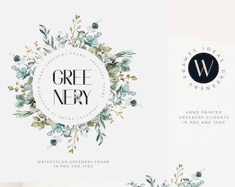 Watercolor Frame Clipart Botanical Clipart Frame PNG Flower Wreath PNG Greenery Clipart Watercolor Leaf Clipart Eucalyptus Clipart Art