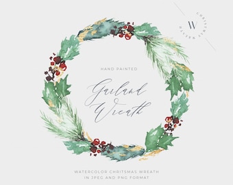 Kerst clipart aquarel krans aquarel groen clipart vakantie clipart krans groen PNG winter feestelijke krans digitale afbeeldingen