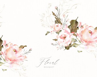 Watercolor Floral Bouquets Floral Clipart PNG Wedding Watercolor PNG Wedding Invite Card Digital PNG Clipart Summer Floral
