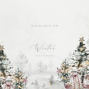 Imágenes Prediseñadas de Navidad Fondo de acuarela Fondo del sitio web Imágenes Prediseñadas de vacaciones de invierno Paisaje de acuarela PNG Árbol de Navidad Árboles de bosque