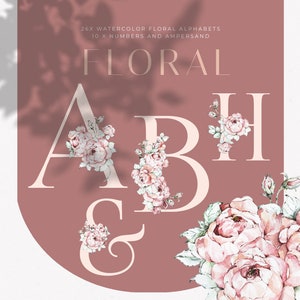 Floral Letter Floral Font Watercolor Letters Alphabet Clipart Watercolor Wedding Monogram Floral Numbers Clipart Alphabet Art Floral Letter