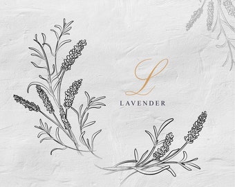Lavender Clipart Lavender Wreath Digital Download Floral Illustration Frame Clipart Hand Drawn Flower Outline Botanical Free Commercial Use
