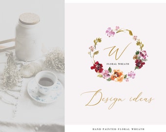 Floral Frame Clipart Watercolor Floral Wreath PNG Digital Clipart Wedding Invitation Clipart Watercolour Wreath Boho Clipart Bohemian Frame