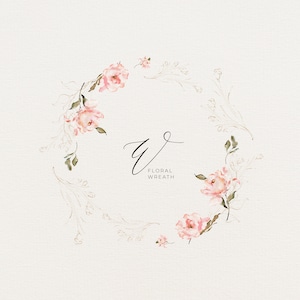 Clipart floreale dell’acquerello, corona floreale, bordo, fiore dell’acquerello, clipart matrimonio, cornice, clipart digitale PNG, composizione floreale, logo