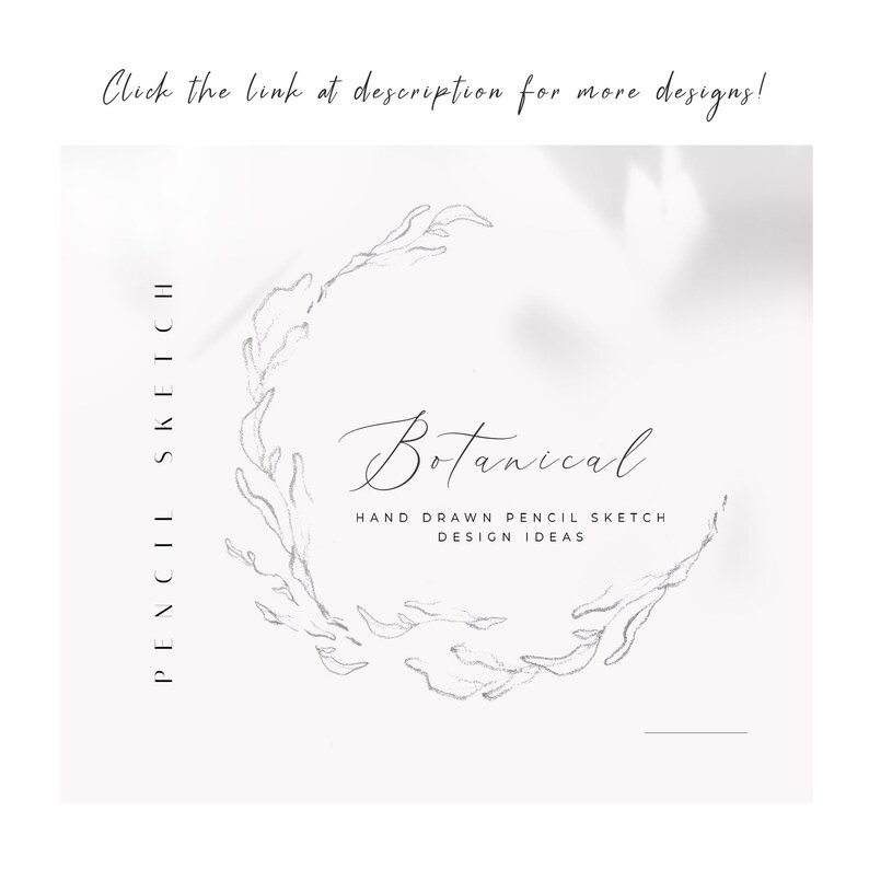 K&ouml;nnte beinhalten: Eine handgezeichnete Bleistiftzeichnung eines botanischen Kranzes mit dem Text "Botanical" und "Hand Drawn Pencil Sketch Design Ideas".