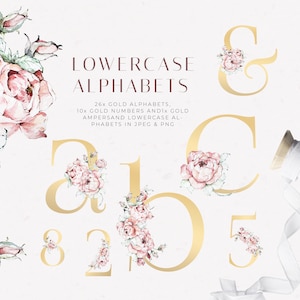 Floral Alphabet Clipart Watercolor Floral Font Lettering Floral Clipart, Lettering Clipart,Floral Numbers Clipart Botanical Alphabet Digital