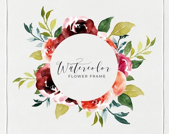 Watercolor Clipart Frames Floral Border Clipart Wedding Floral Frame Flower Clipart Boho Floral Graphics Hand Painted Wedding Design PNG