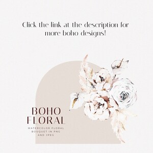 May include: A watercolor floral bouquet in shades of white and beige with a boho aesthetic. The bouquet is in a digital download format, available in PNG and JPEG.