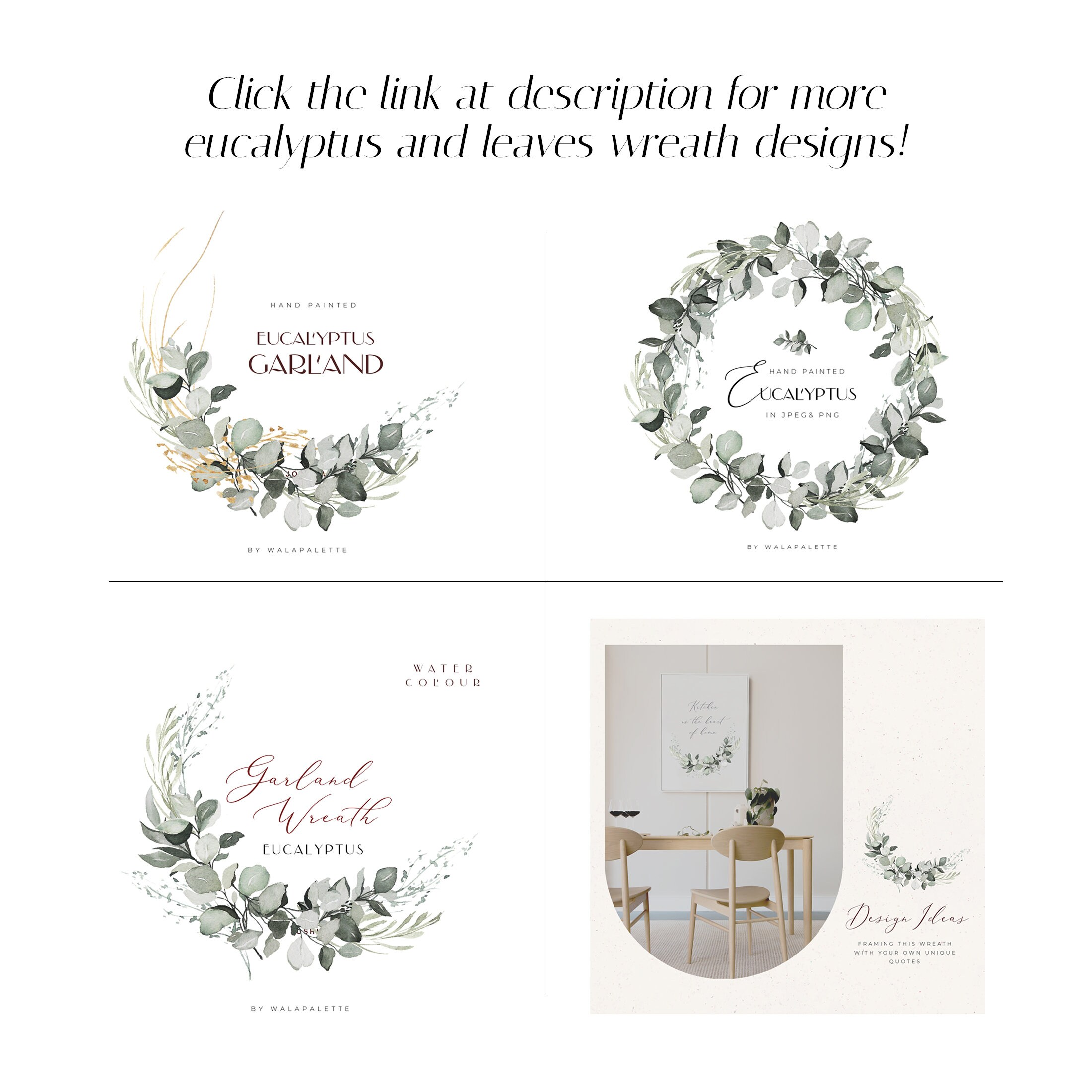 Watercolor Eucalyptus Wreath Watercolor Greenery Wedding | Etsy