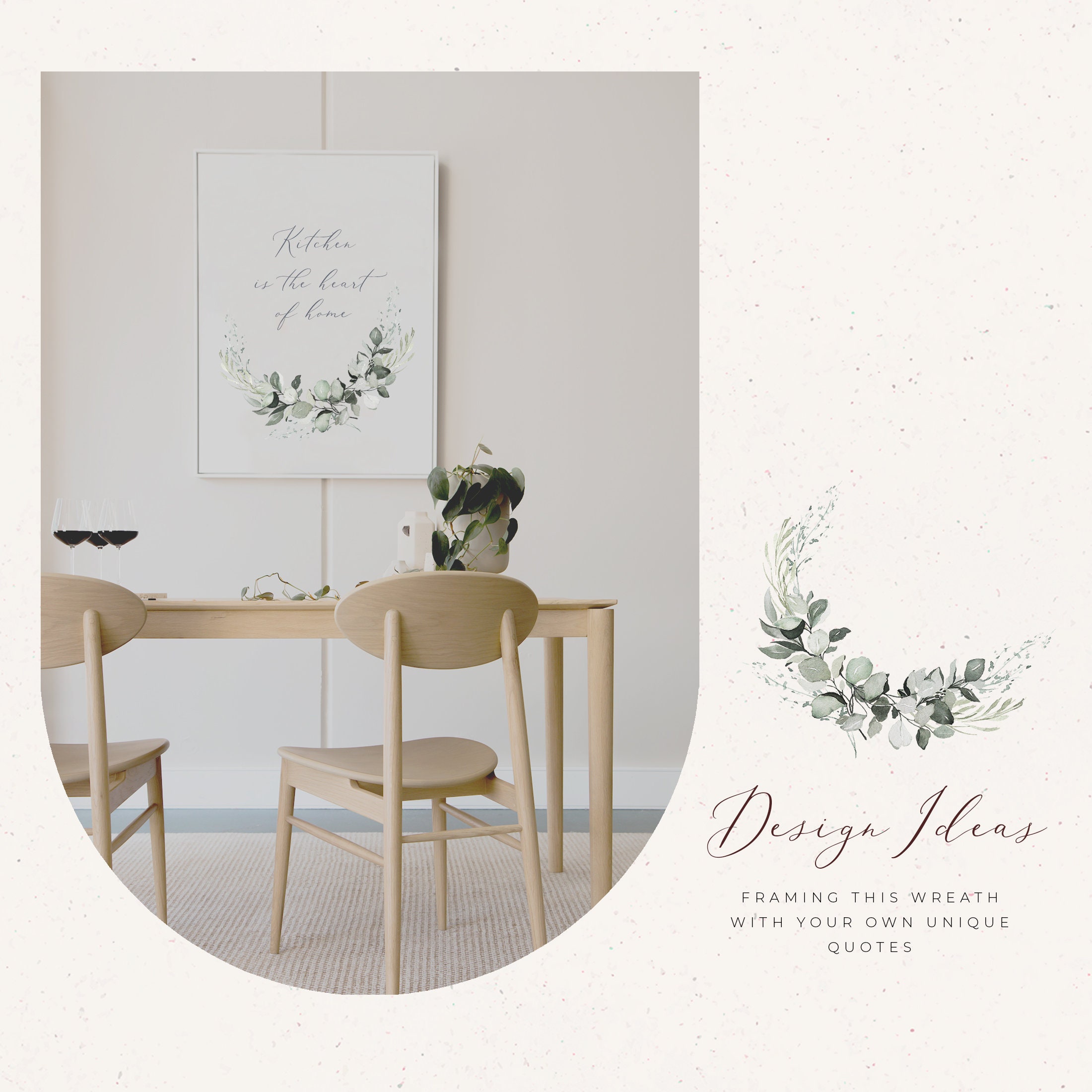 Watercolor Eucalyptus Wreath Watercolor Greenery Wedding Clipart Floral ...