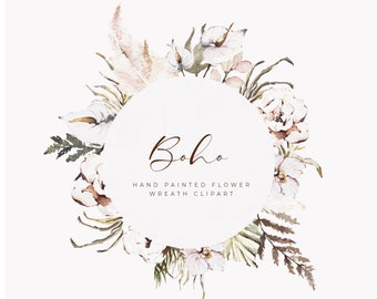 Floral Wreath Png Boho Clipart Floral Wreath Clipart Watercolor Floral Frame Clipart Modern Clipart Boho Watercolor Frames Clipart Wedding