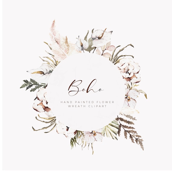 Floral Wreath Png Boho Clipart Floral Wreath Clipart Watercolor Floral Frame Clipart Modern Clipart Boho Watercolor Frames Clipart Wedding