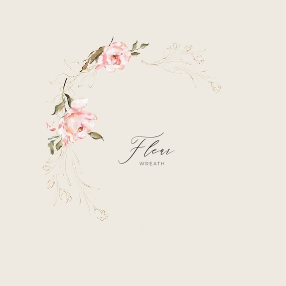 Watercolor Flower Clipart Floral Clipart PNG Wedding Clipart Watercolor Wreath PNG Gold Wreath Logo Clipart Wedding Invite  Digital Clipart