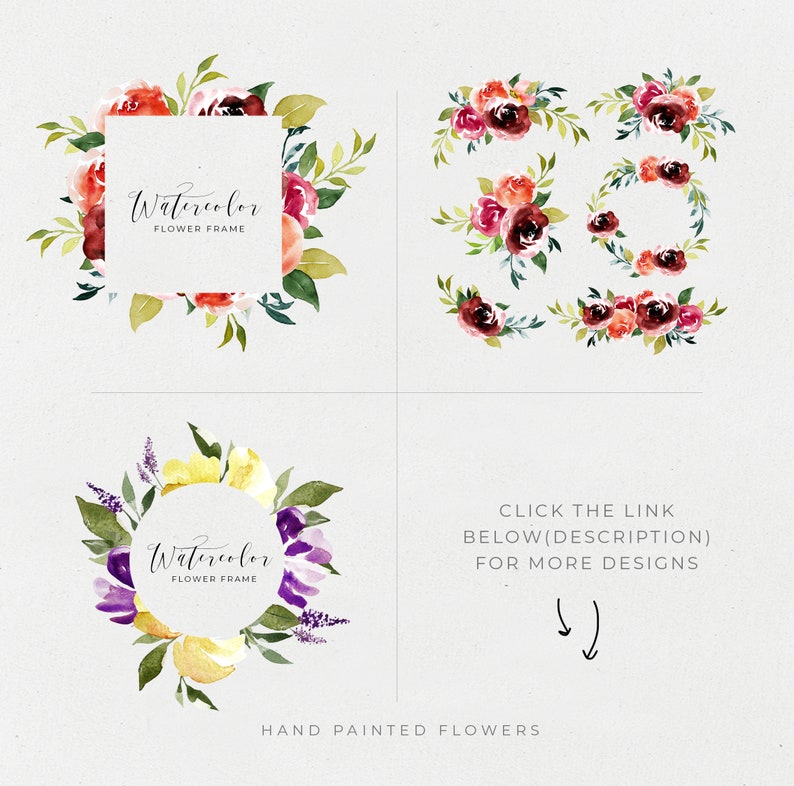 Watercolor Clipart Frames Floral Border Clipart Wedding Floral Frame ...