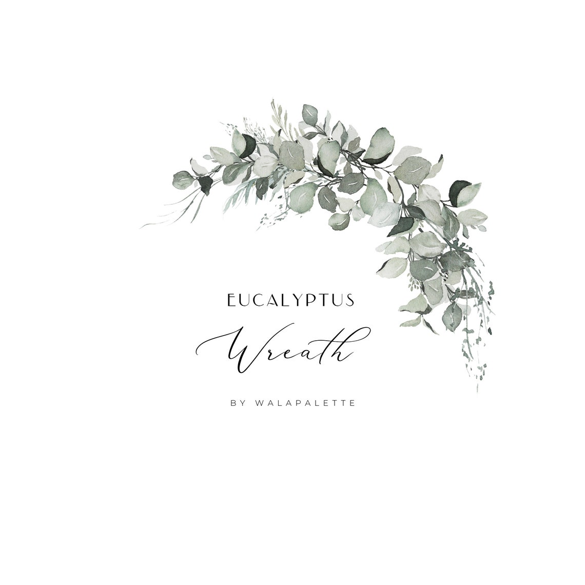 Watercolor Eucalyptus Wreath Watercolor Greenery Wreath PNG - Etsy